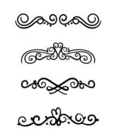 Page Divider And Design Elements. Set of Various Simple Black Divider Design, Assorted Divider Collection Template. vector