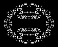 Design elements set, decorative flourish border corner and frame collection for invitation, menu and page decoration on white colour. vector