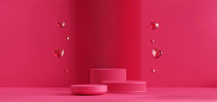Podium red backdrop background for product display 3d rendering photo