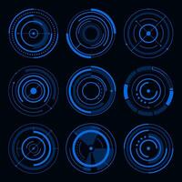 Futuristic frame circle shape HUD interface cyberpunk design. Technology Hi-tech element. vector