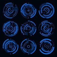 Hi-tech loading HUD futuristic cyberpunk style design element. vector