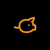 pig piglet simple line art icon logo design, modern logo pictogram design of swine vector
