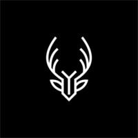 A white deer head logo on a black background vector