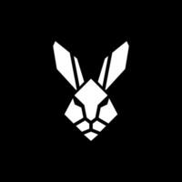 Rabbit head simple geometric logo high tech simple path long wide ears animal mammal jumping vector