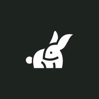 simple, minimalist, flat linear flat bold line cutout rabbit bunny logo illustration vector