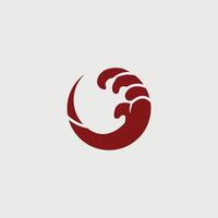 simple minimalist circular rounded asian ocean wave logo vecto illustration vector