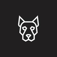 Dog pug head logo design design. modern line art, bold outline black and white vector