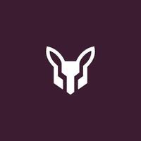 fox or cat head logo simple modern flat illustration gamming masculine cutout negative space vector