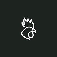 Chicken Rooster head logo design, hand drawn illustration of abstract linear of roster head. one line bold cutout vector