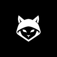 minimalist modern simple flat line art cute cat with hoodie, geek, tech, mysterious cat head logo vector
