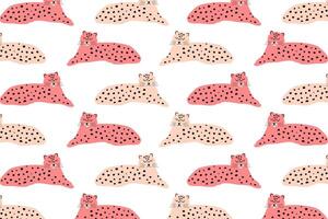 Colorful leopard seamless pattern with hand drawn doodle concept vector