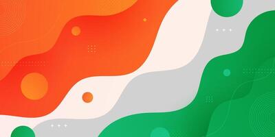 Orange and green geometric business banner design. Creative banner design with wave shapes and lines on bright background for template. Simple horizontal banner. vector