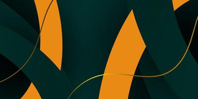 Abstract curve theme overlap background with green and yellow shapes pattern. Background with gold wave lines design. vector