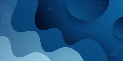 Blue gradient wave background with geometric circle shapes elements. Colorful blue wave design. Simple elegant concept. vector