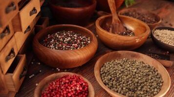 Collection of various spices and condiments video