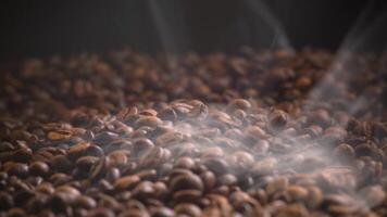 Brown Coffee beans with steam loop video