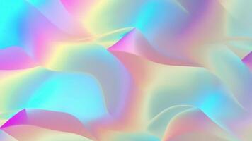 prismatic iridescent gradient surface with wavy motion and abstract shapes, multipurpose background with cool color palette and modern look video