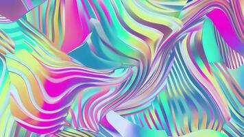 prismatic iridescent gradient surface with wavy motion and abstract shapes, multipurpose background with cool color palette and modern look video