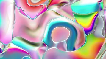 prismatic iridescent gradient surface with wavy motion and abstract shapes, multipurpose background with cool color palette and modern look video