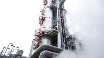 A large pipe with steam coming out of it photo