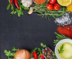 An image of a blackboard with various ingredients photo