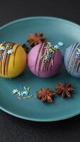 Sweet cocoa bombs with marshmallows and chocolate for making a drink with hot milk video