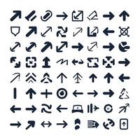 Arrow icon set isolated. Arrows set of 100 black icons. Black arrows icons. Modern simple arrows. vector