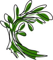 Illustration of a tree with a black outline and green splash vector