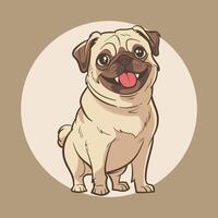 A cartoon pug dog standing in front of a brown background vector