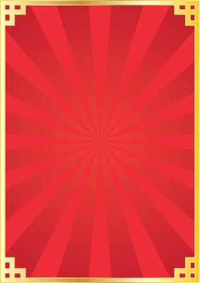 red background with sun burst effect with typical Chinese gold ornaments
