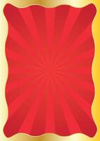 red background with sun burst effect with typical Chinese gold ornaments vector