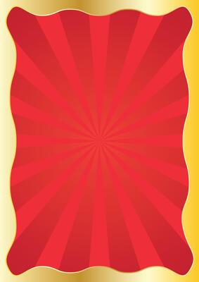 red background with sun burst effect with typical Chinese gold ornaments