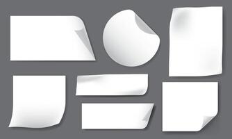 Realistic white sticker label set collection on grey background vector