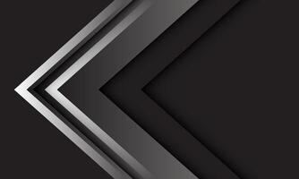 Abstract silver arrow black shadow direction geometric on grey blank space design modern luxury futuristic background vector