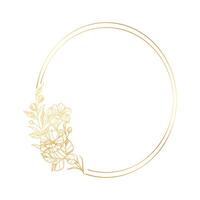 Golden floral frame with a circle on a white background vector