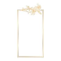 Gold frame with flowers on white background vector