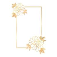 Golden frame with flowers on a white background vector