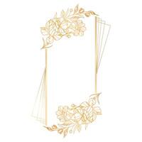 Golden floral frame with leaves vector