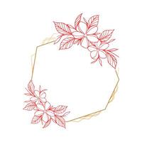 A flower wreath in a hexagonal frame vector