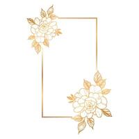 Golden frame with flowers on a white background vector