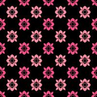 Seamless Pattern With Pink Geometric Flowers on Black Background. Seamless Pattern. Design for wrapping, silk, scarf, background, textile, carpet, rug, texture, hand-draw, Less is more Fashion vector