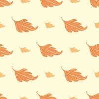 Seamless Pattern With Leaves It's Autumn Time. Call of Autumn Nature on Light Yellow Background. for Fabric Design, Rug, Linen Pattern, Wallpapers, Tile, Carpet, Apparel, book illustration Design vector