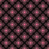 Geometry Pink Stripe Line Made to Flowers Seamless Pattern Design. Shocking Pink Handcraft weaves embroidery on black background. Geometric Ethnic pattern, Native American tribal fabric tiles chevron vector