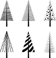 silhouette pine tree black and white on transparent background. simple design element for web or icon. vector