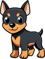 A cartoon dog with big eyes and a black and tan color vector