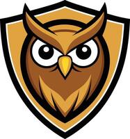 An owl mascot on a shield vector