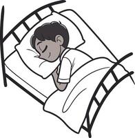 A cartoon boy sleeping in a bed vector