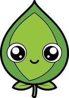 A cartoon green leaf with eyes and a smile vector