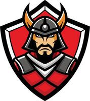 A samurai warrior with horns on his head vector