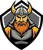 A viking mascot with a beard and helmet vector
